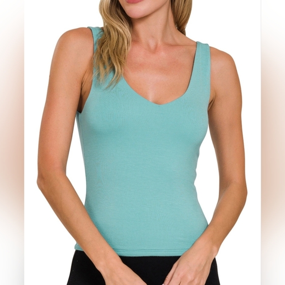 #400 SALE 🛑18 S,M,L Rayon Double Layered V-Neck Tank Top - Picture 1 of 4